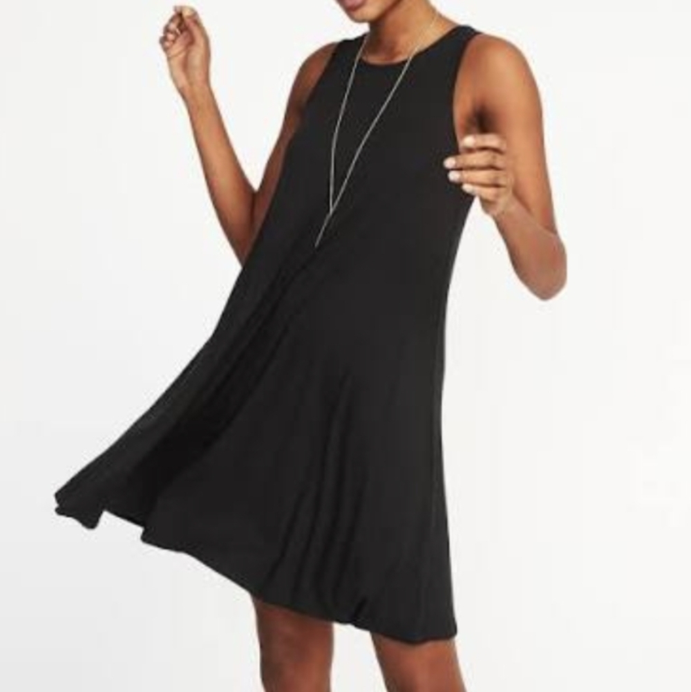 (Tall) Old Navy Black Jersey-Knit Swing Dress Sz STall